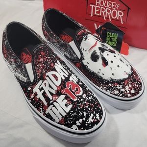 Vans Friday 13th Mens Size 10.5 Classic Slip On Shoes House Of Terror J Voorhees